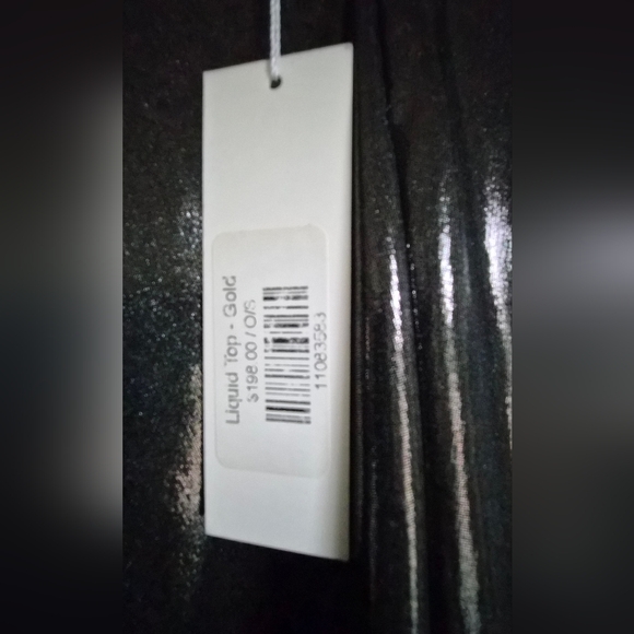 Meg Liquid Gold Metallic V-Neck Blouse - Picture 2 of 3